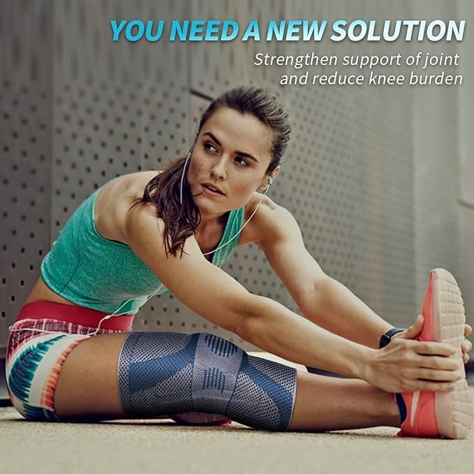 NEENCA Professional Knee Brace for Pain Relief ACE 39-Gray Blue