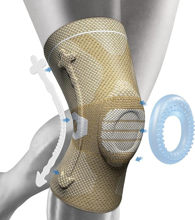 Knee Braces Compression Support Sleeve Patella Gel Pads Protector Side  Spring