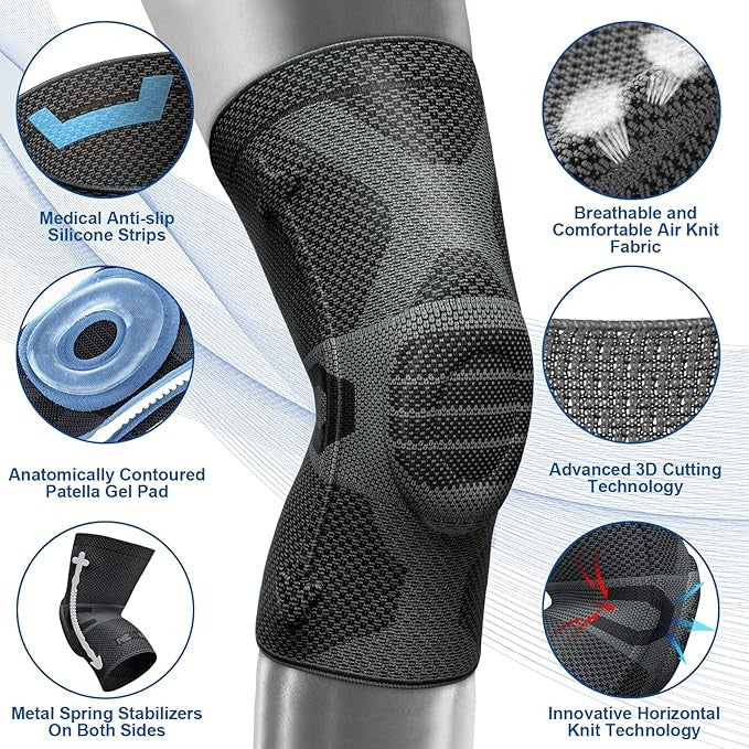 NEENCA Professional Medical Knee Compression Sleeve-Black ACE-50