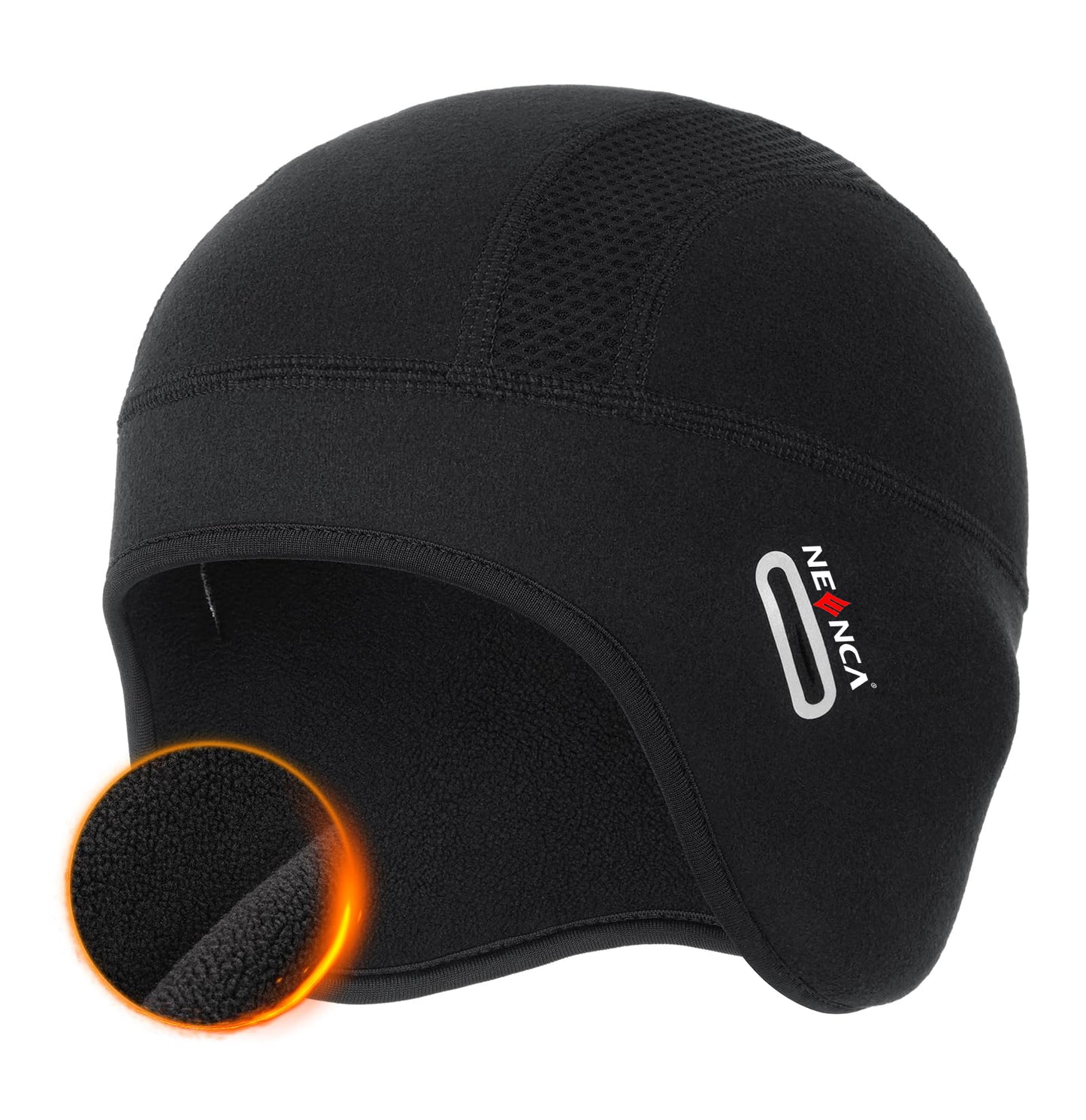 NEENCA Warm Fleece Beanie with Eyeglass Holes, Earflap Helmet Liner, Winter Cycling Bicycle Cap for Men and Women (One Size)