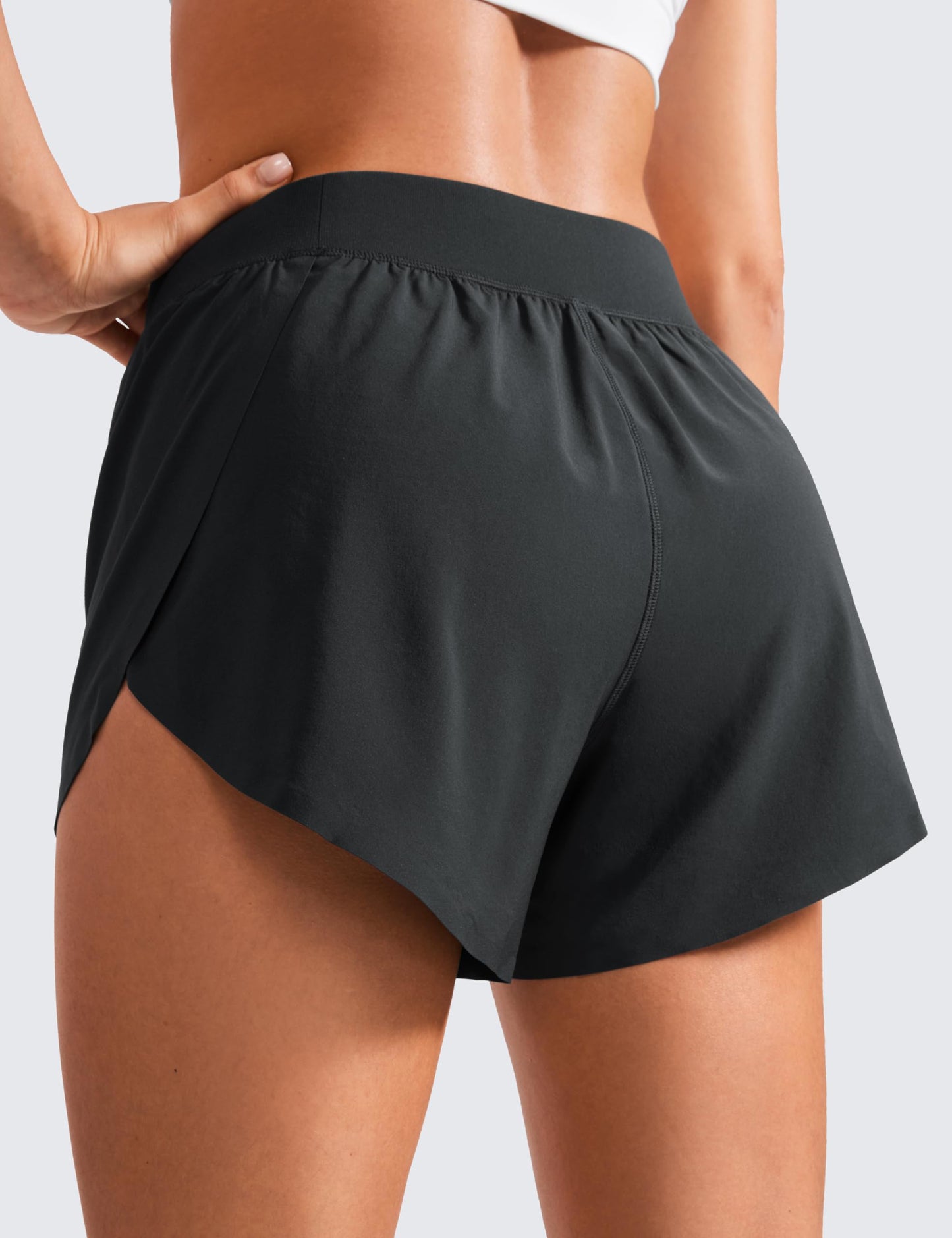 NEENCA Women's Mid-Rise Dolphin Sports Shorts 4" Lightweight High Slit Gym Shorts with Lined Quick Dry