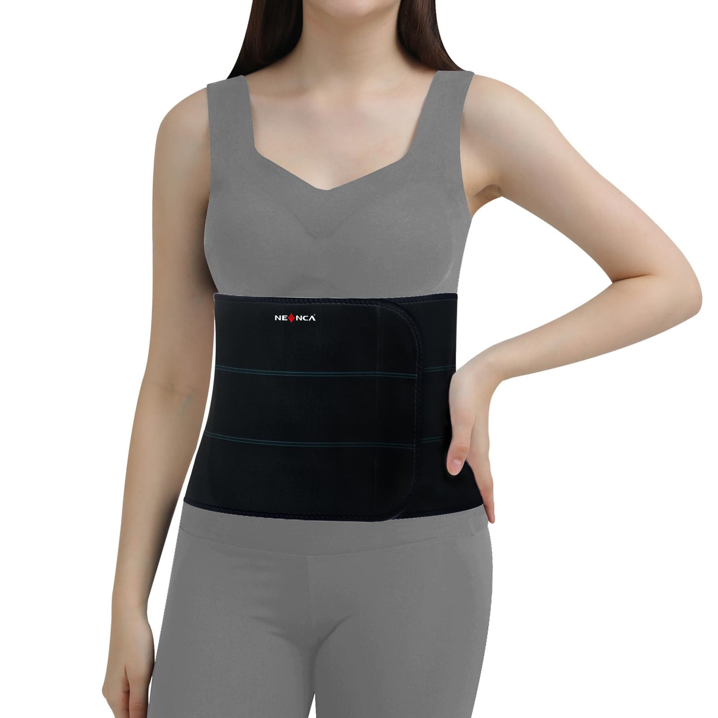 NEENCA Belly Band Post-Op - Elastic Belly Band Compression Belly Wrap Abdomen Tummy Belt - Skin-friendly, Breathable, Soft - 3-Panel - Black