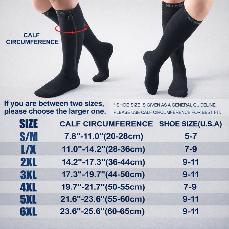 NEENCA Zipper Compression Socks, Medical Graduated Compression Socks for Pain Relief—1 Pair FWZ003