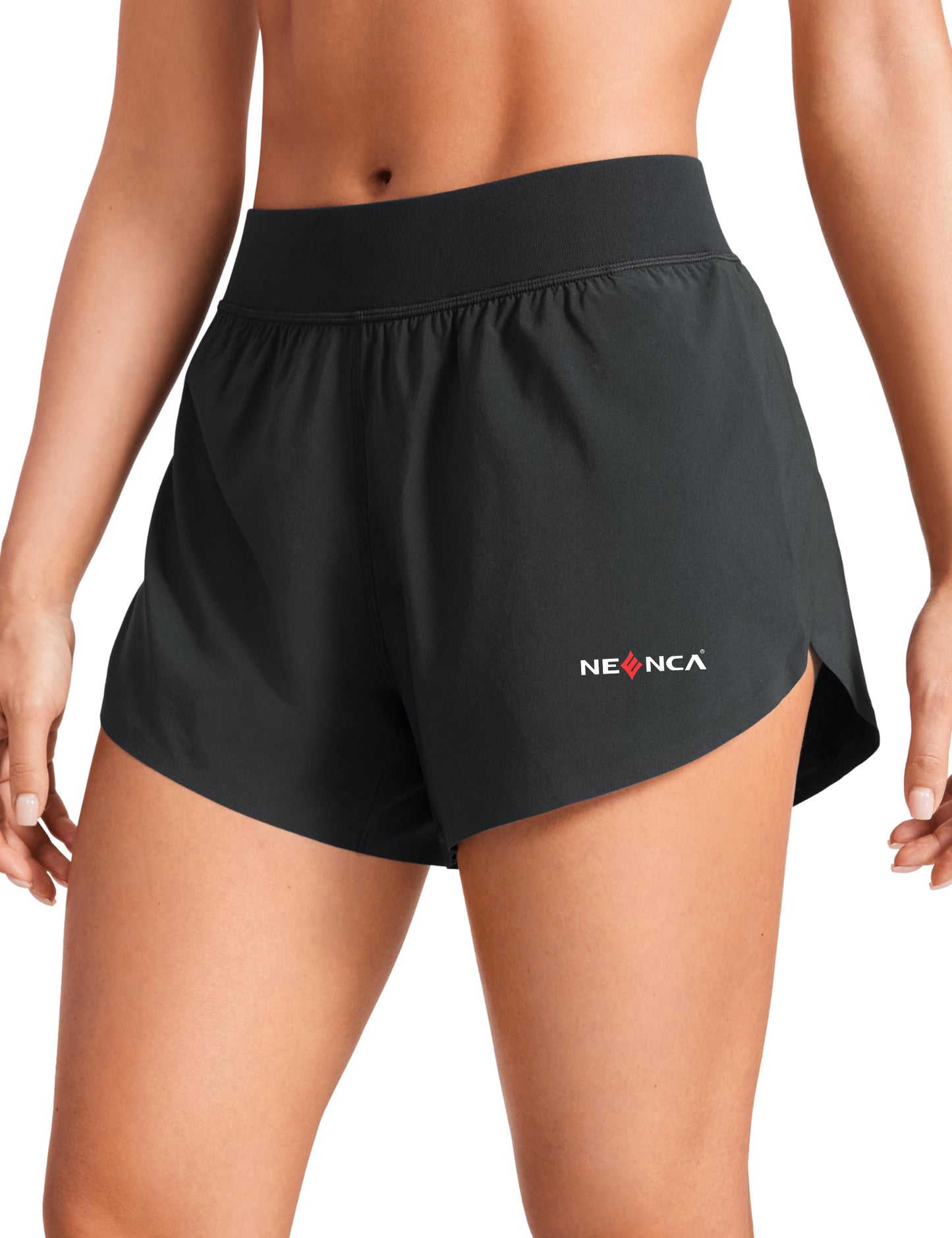 NEENCA Women's Mid-Rise Dolphin Sports Shorts 4" Lightweight High Slit Gym Shorts with Lined Quick Dry