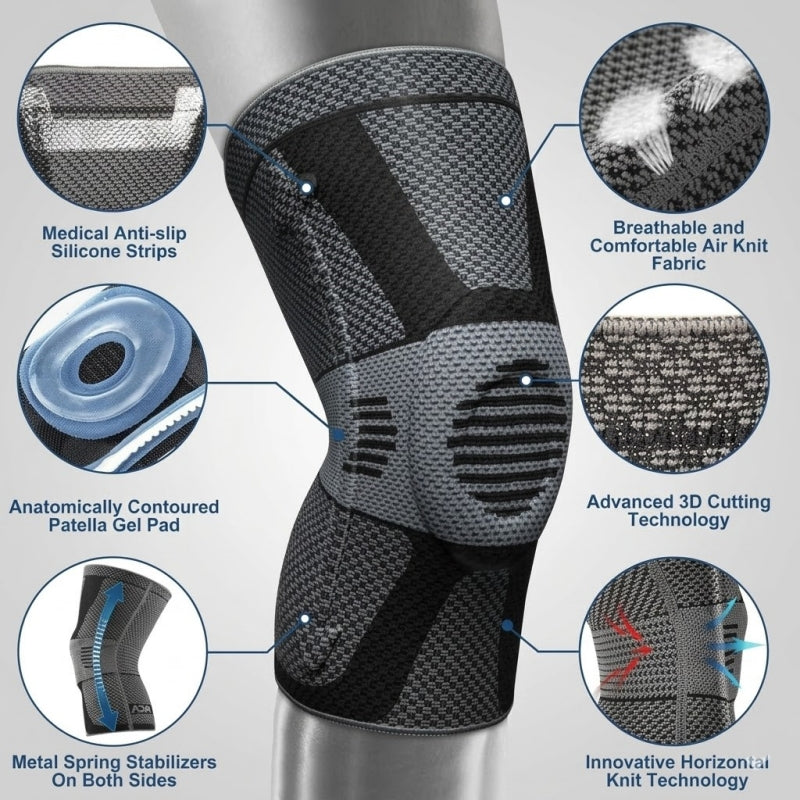 NEENCA Professional Knee Brace for Pain Relief ACE 39-Gray Black