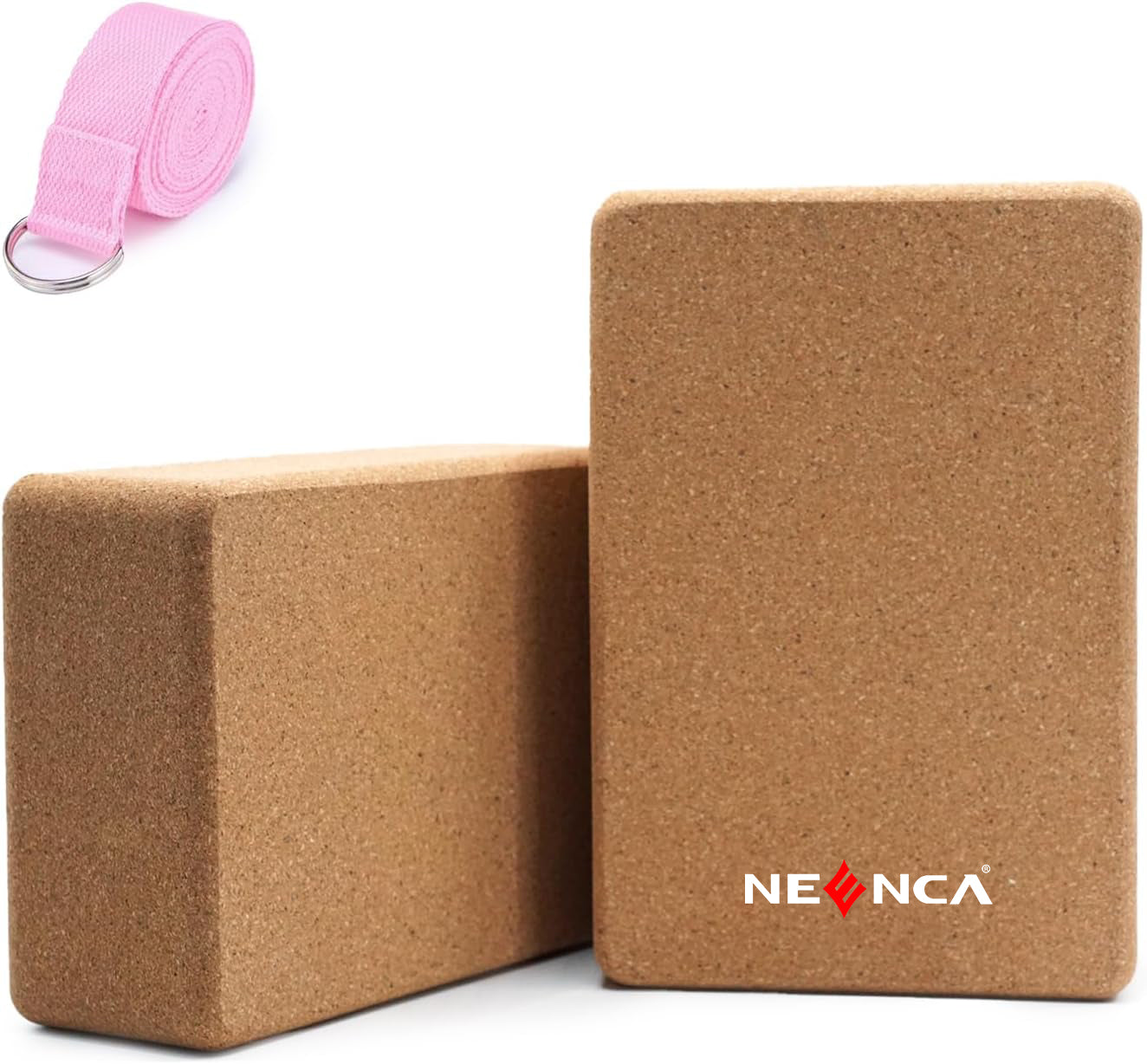 2 Yoga Blocks With Strap Natural Cork 9"X6"X3" Non-Slip&Anti-Tilt For Yoga Equipment, Stretching&Toning General Fitness Odor-Resistant| Moisture-Proof Strength Balance For Pilates Meditation
