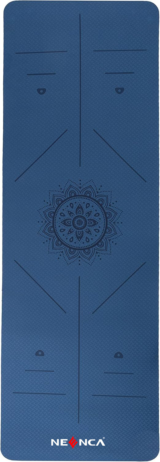 Non-Slip Yoga Mat with Alignment Marks – Lightweight Exercise Mat with Carry Strap for Home Workout or Travel by NEENCA Outdoors