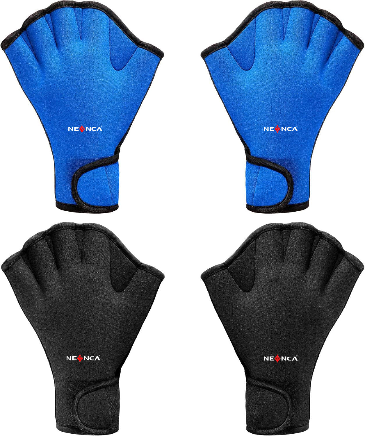 2 Pairs Swimming Gloves Aquatic Swim Training Gloves Neoprene Gloves Webbed Fitness Water Resistance Training Gloves for Swimming Diving with Wrist Strap