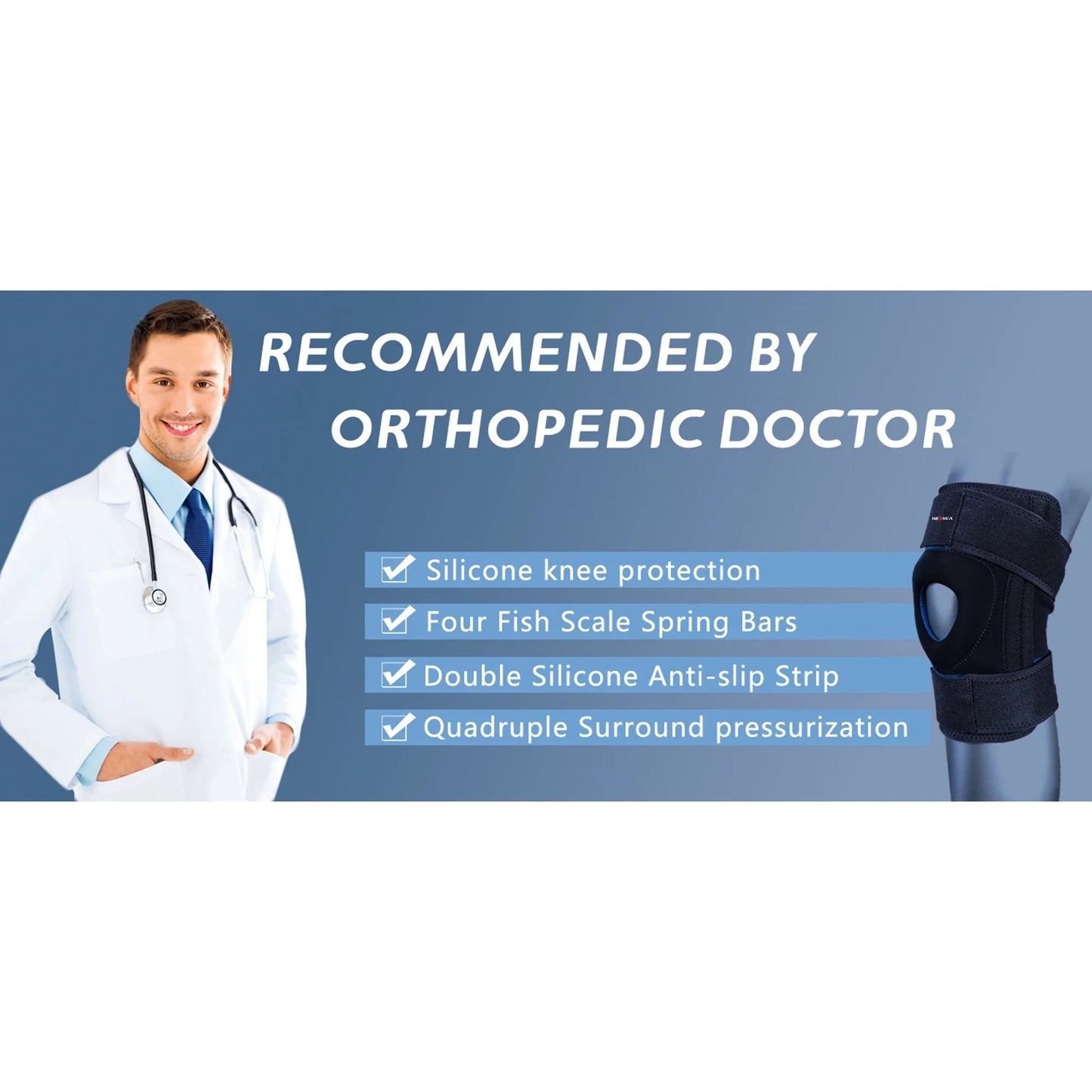 NEENCA Knee Brace with Side Stabilizers & Patella Gel Pads for Maximum Knee Pain Support and fast recovery for men and women YHX288