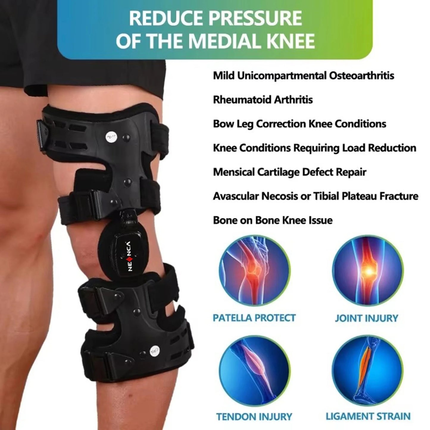 NEENCA Professional Medical Knee Brace for Men and Women 053-Right