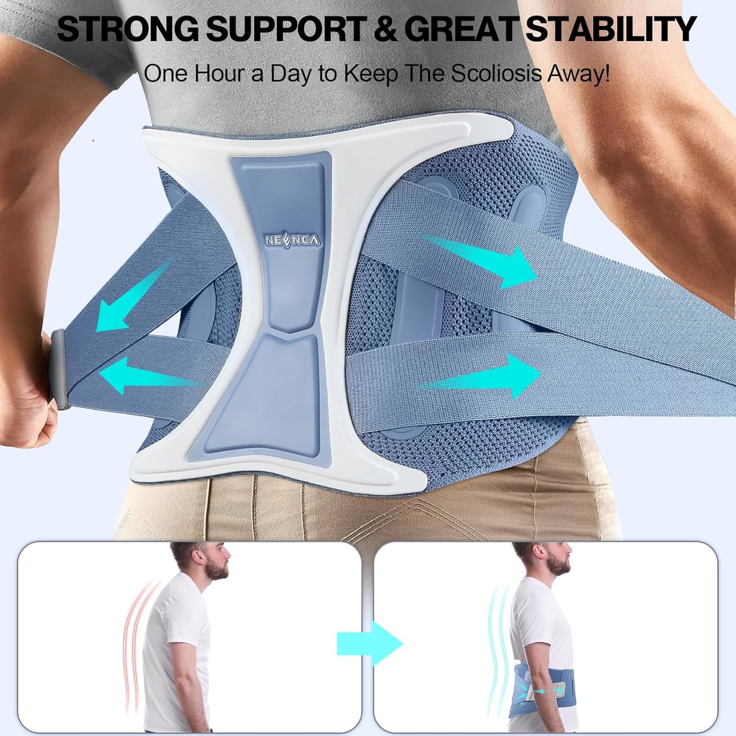 NEENCA Back Brace for Women Men, Back Straightener Posture Corrector YHY002