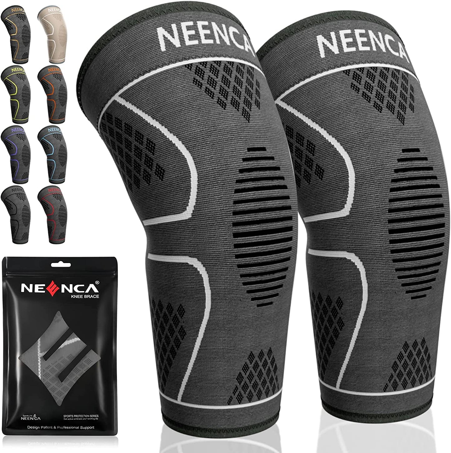 NEENCA 2 Pack Knee Brace, Knee Compression Sleeve Support for Knee Pain