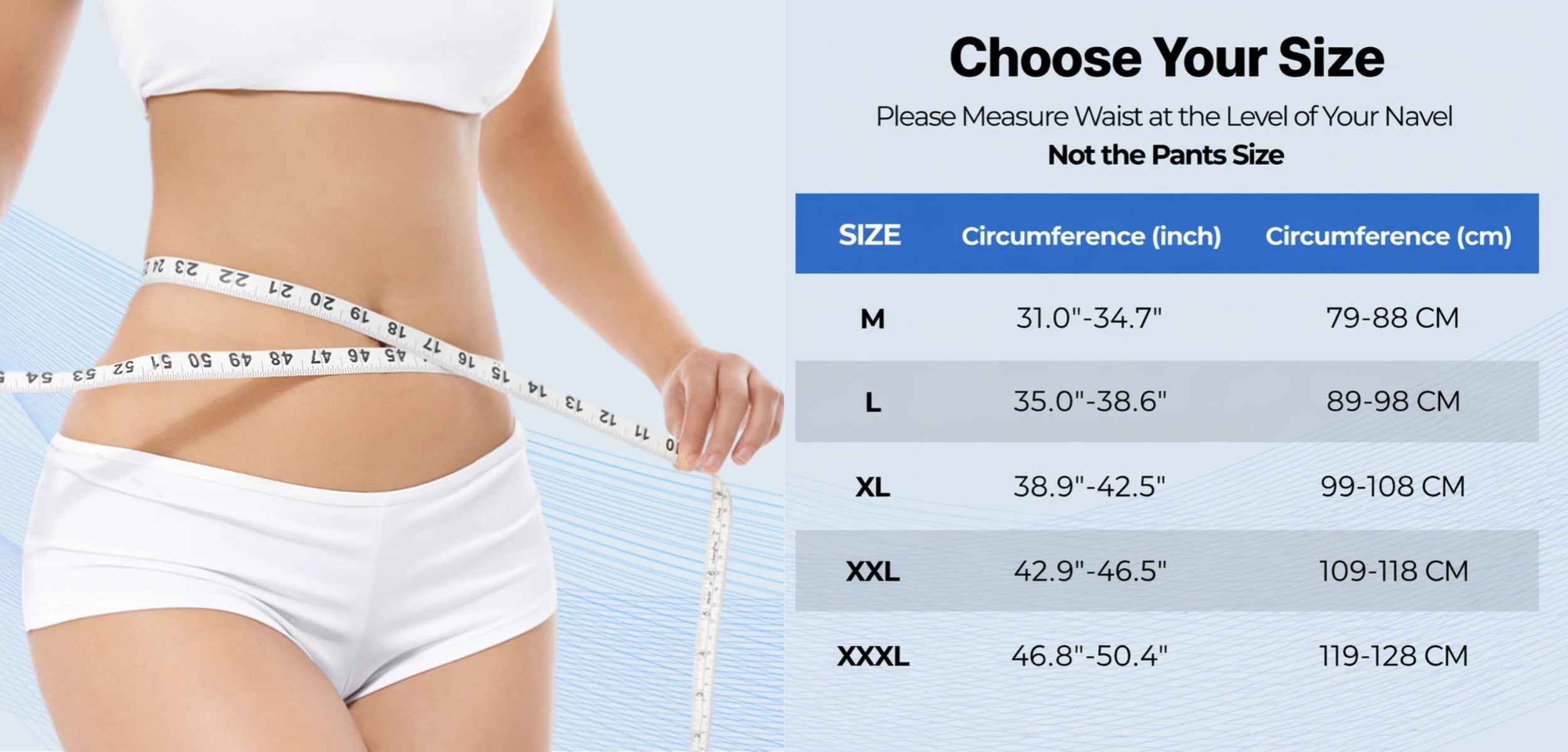 NEENCA YHY002 waist circumference size chart