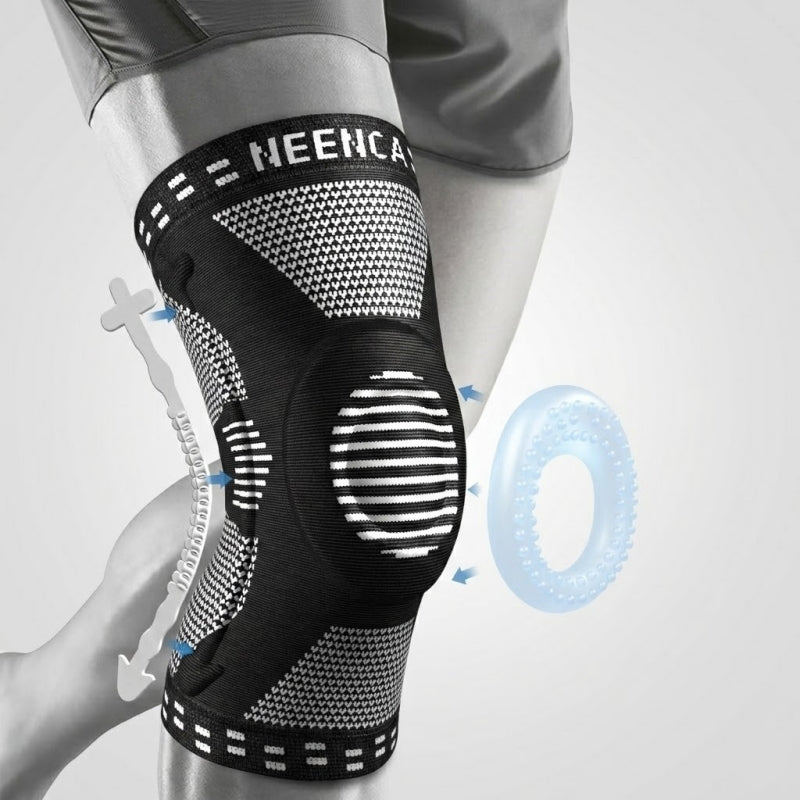NEENCA ACE-51 knee brace compression sleeve with patella gel pad and side stabilizers - black