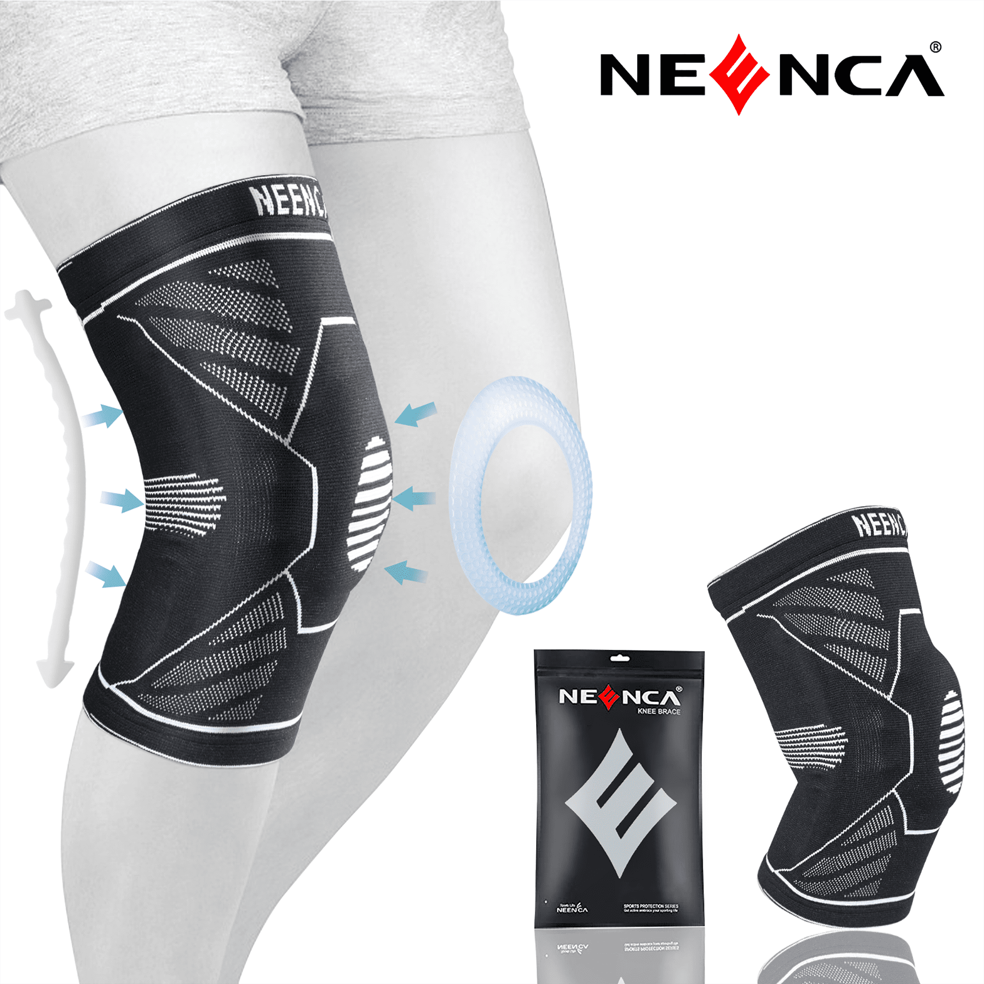 NEENCA Professional Knee Brace,Knee Compression Sleeve Support for Men  Women with Patella Gel Pads & Side Stabilizers – Neenca® Official Store