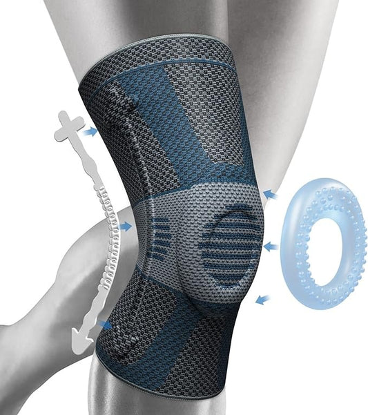 NEENCA Professional Knee Brace for Pain Relief ACE 39-Gray Blue