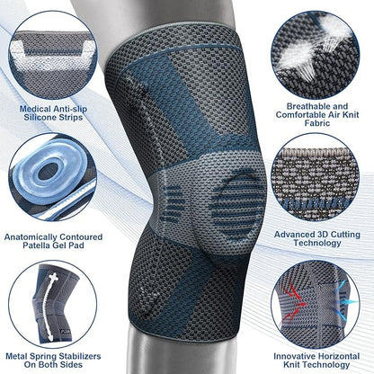 NEENCA Professional Knee Brace for Pain Relief ACE 39-Gray Blue