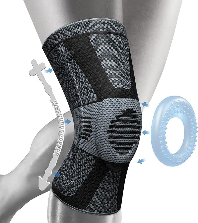 NEENCA Professional Knee Brace for Pain Relief ACE 39-Gray Black