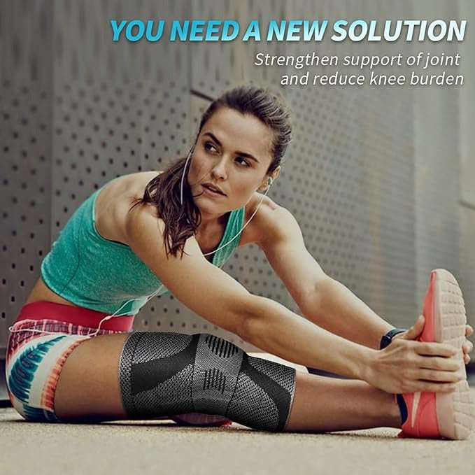 NEENCA Professional Knee Brace for Pain Relief ACE 39-Gray Black