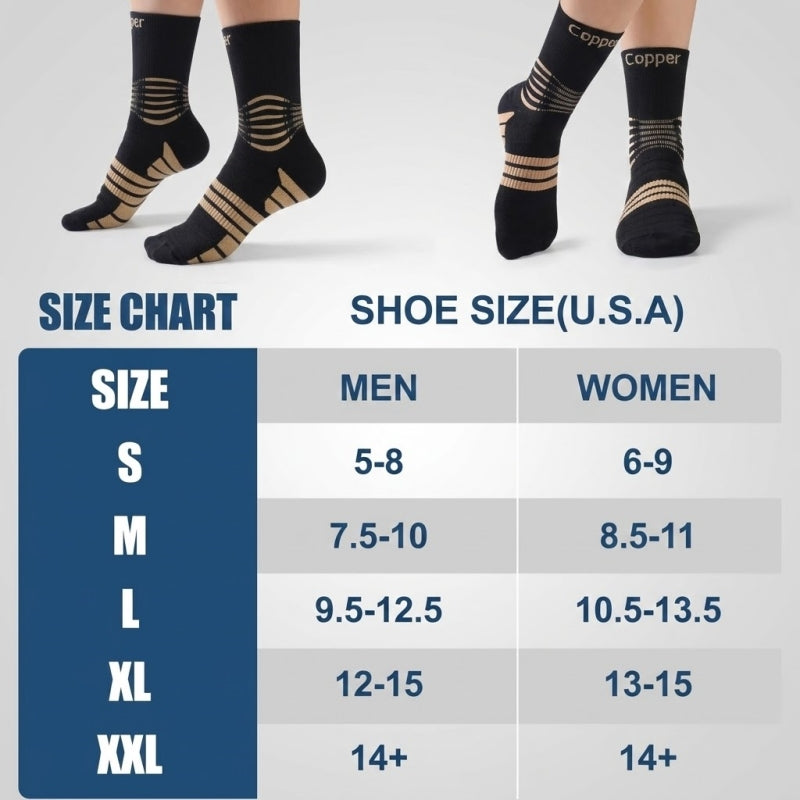 NEENCA Professional Copper Compression Socks, Medical Ankle Support Socks for Injuries Recovery & Pain Relief, 1 Pair FWZ006