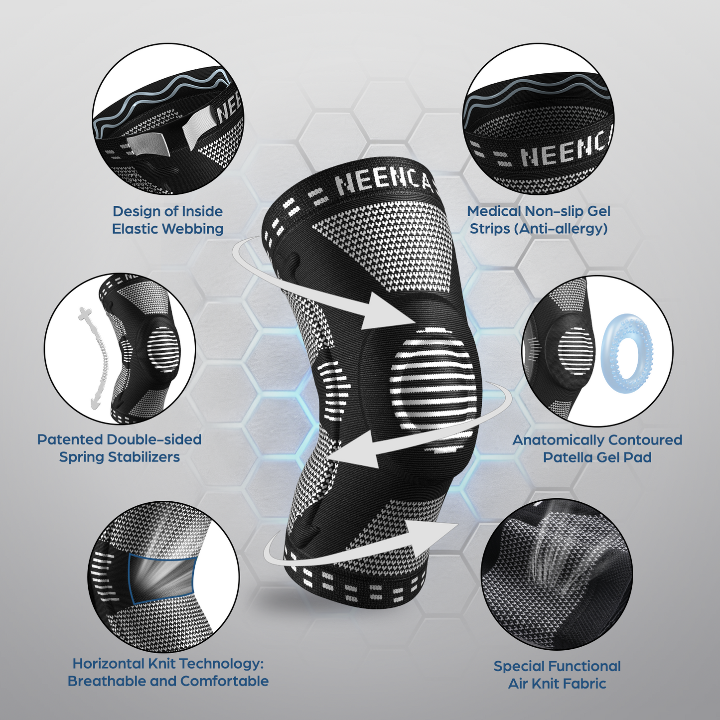 NEENCA Professional Knee Brace,Knee Compression Sleeve Support for Men Women ACE 51