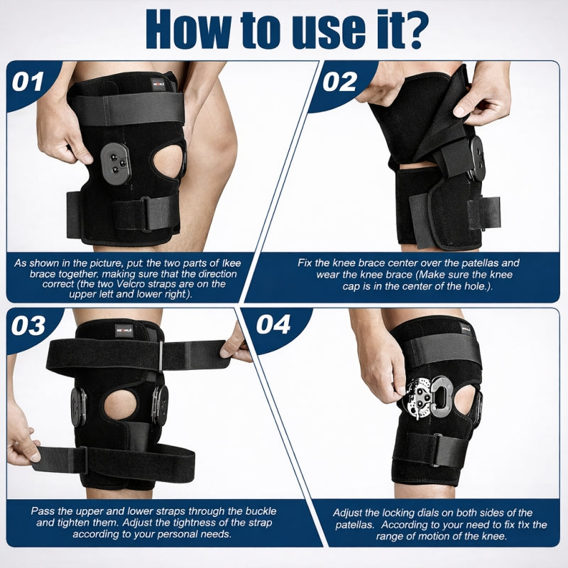 NEENCA Hinged Knee Brace, Adjustable Knee Immobilizer with Side Stabilizers of Locking Dials HX049
