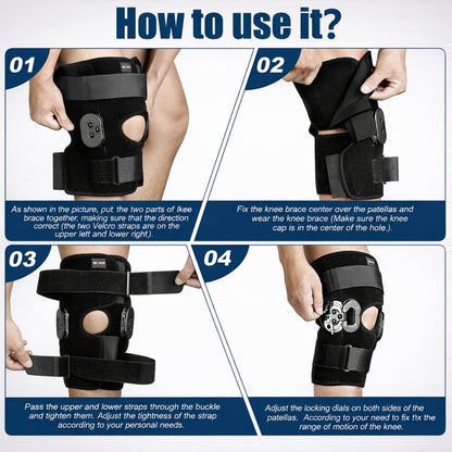 NEENCA Hinged Knee Brace, Adjustable Knee Immobilizer with Side Stabilizers of Locking Dials HX049