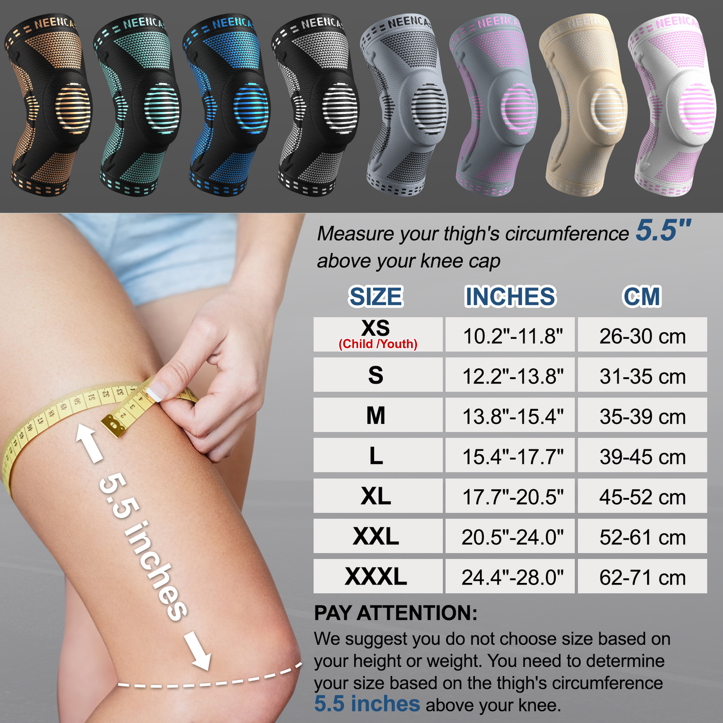 NEENCA Professional Knee Brace,Knee Compression Sleeve Support for Men Women ACE 51