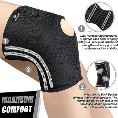 NEENCA Knee Brace for Knee Pain, Compression Knee Support with Air Mesh Fabric, Adjustable Knee Wrap with Side Stabilizers, Ultra-Soft Bandage for Sports, Running, Meniscus Tear, ACL, Arthritis Relief