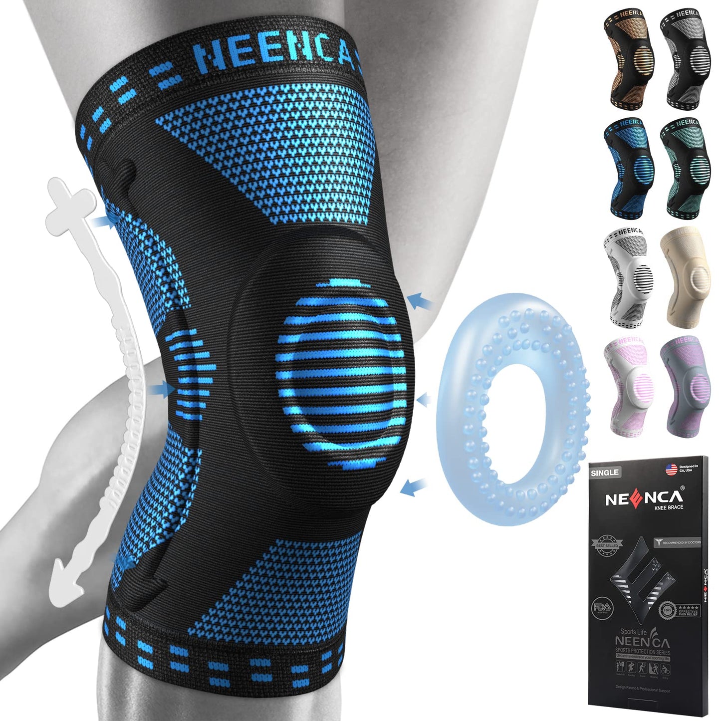 NEENCA Professional Knee Brace,Knee Compression Sleeve Support for Men Women ACE 51