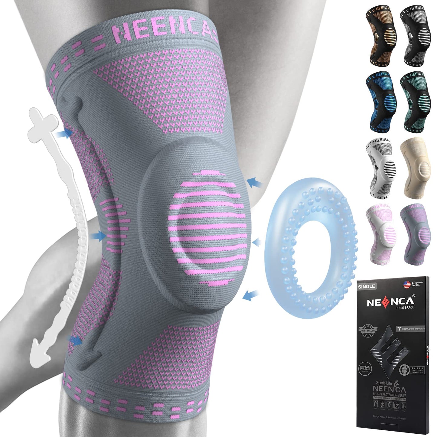 NEENCA Professional Knee Brace,Knee Compression Sleeve Support for Men Women ACE 51