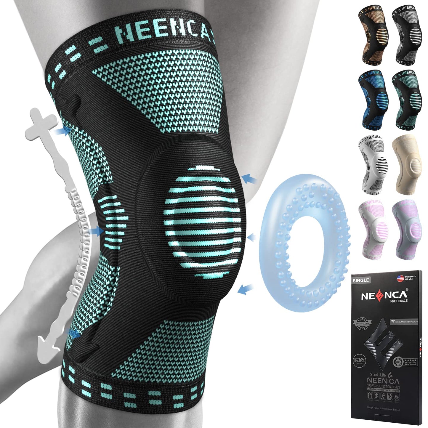 NEENCA Professional Knee Brace,Knee Compression Sleeve Support for Men Women ACE 51