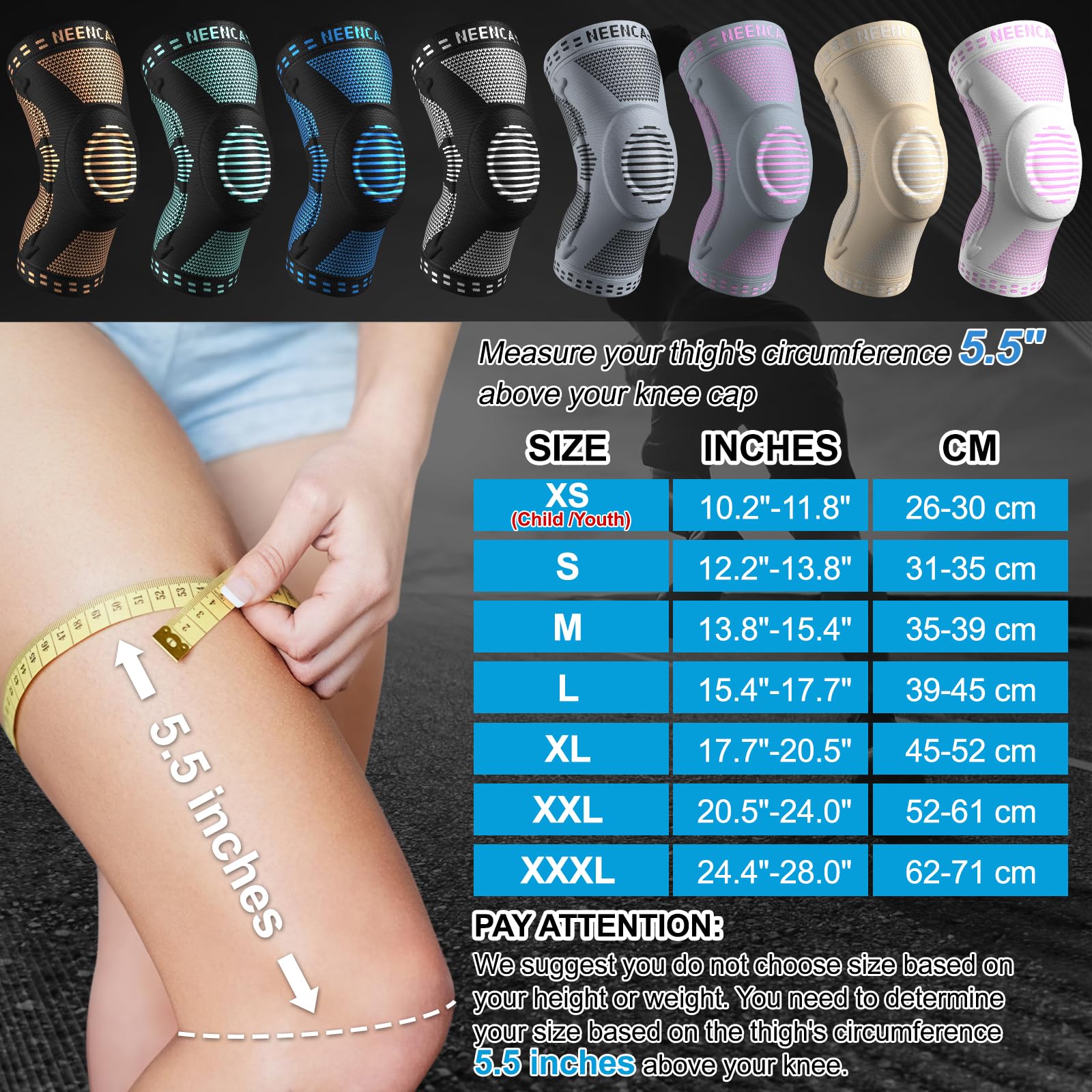 Caspe Knee Compression Sleeve – Breathable Support For Joint Pain, Arthritis, Gym (Unisex)