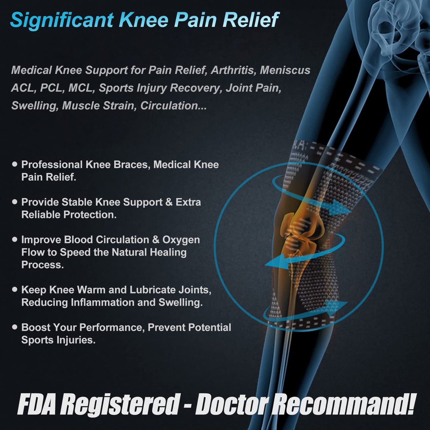 NEENCA Professional Knee Brace,Knee Compression Sleeve Support for Men Women ACE 51