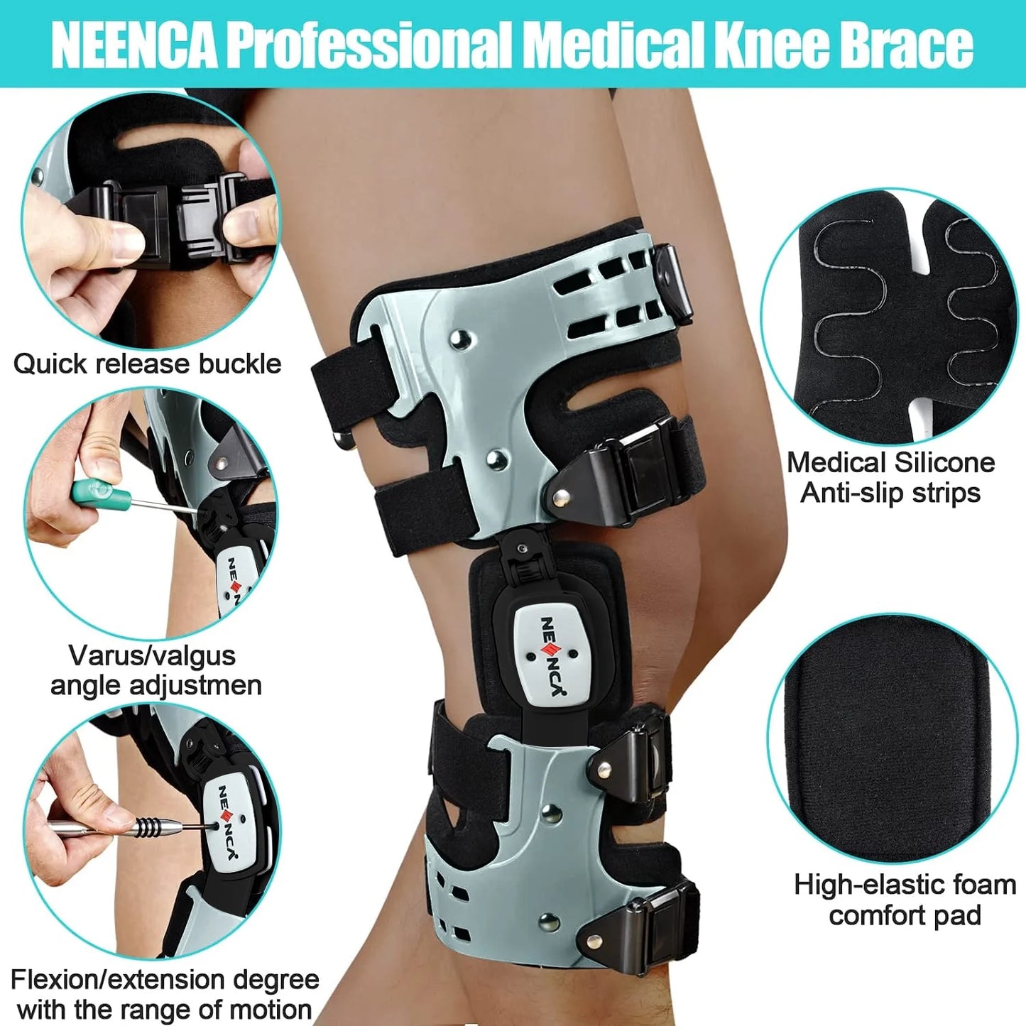 NEENCA Professional Medical Knee Brace for Men and Women 052-Right
