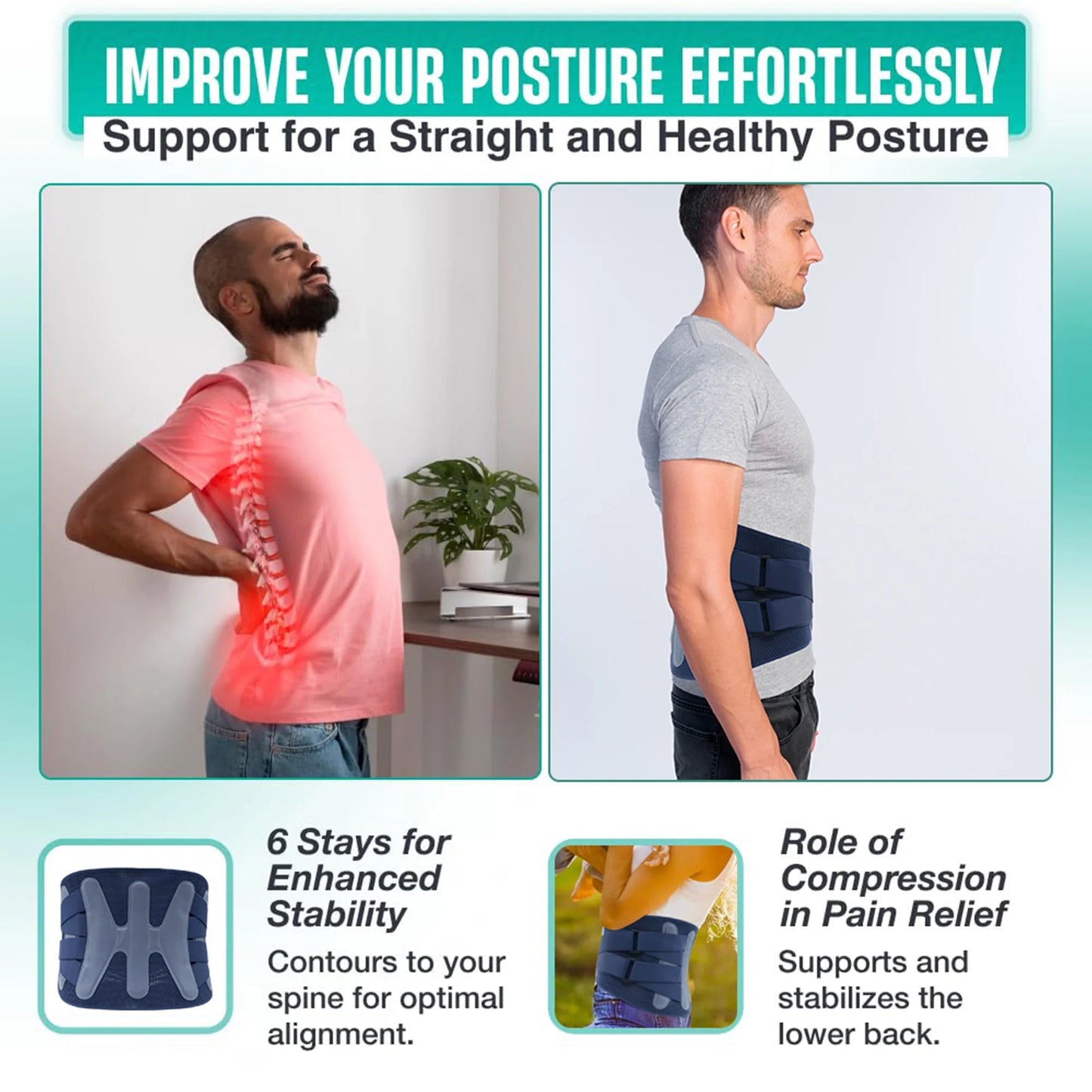 NEENCA Back Braces for Lower Back Pain Back Brace for Women Men YHY053