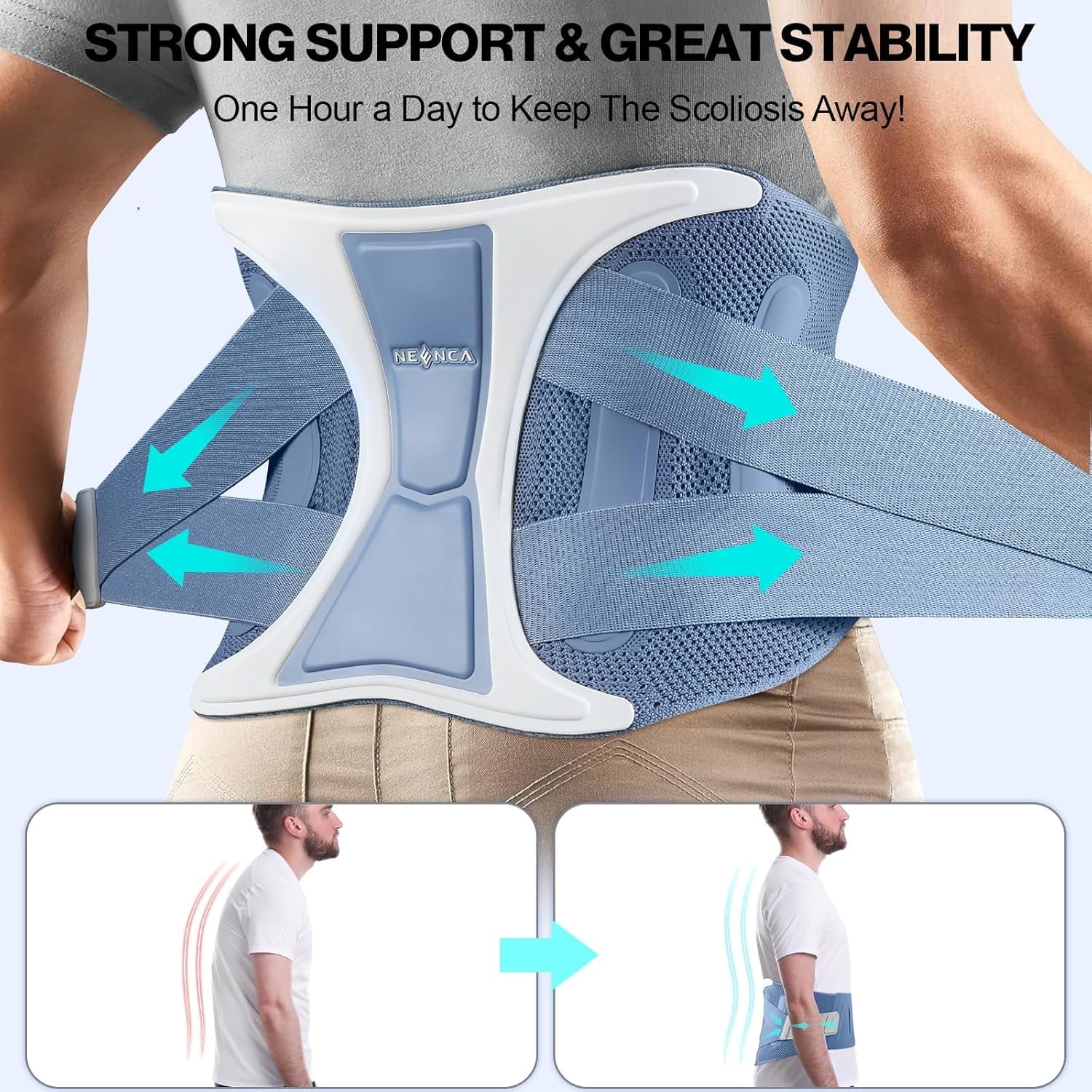 NEENCA Back Brace for Women Men, Back Straightener Posture Corrector YHY002
