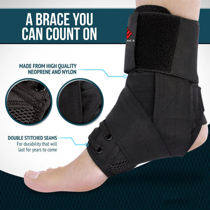 NEENCA Ankle Brace, Lace Up Adjustable Support – for Running, Basketball, Injury Recovery, Sprain YHH170