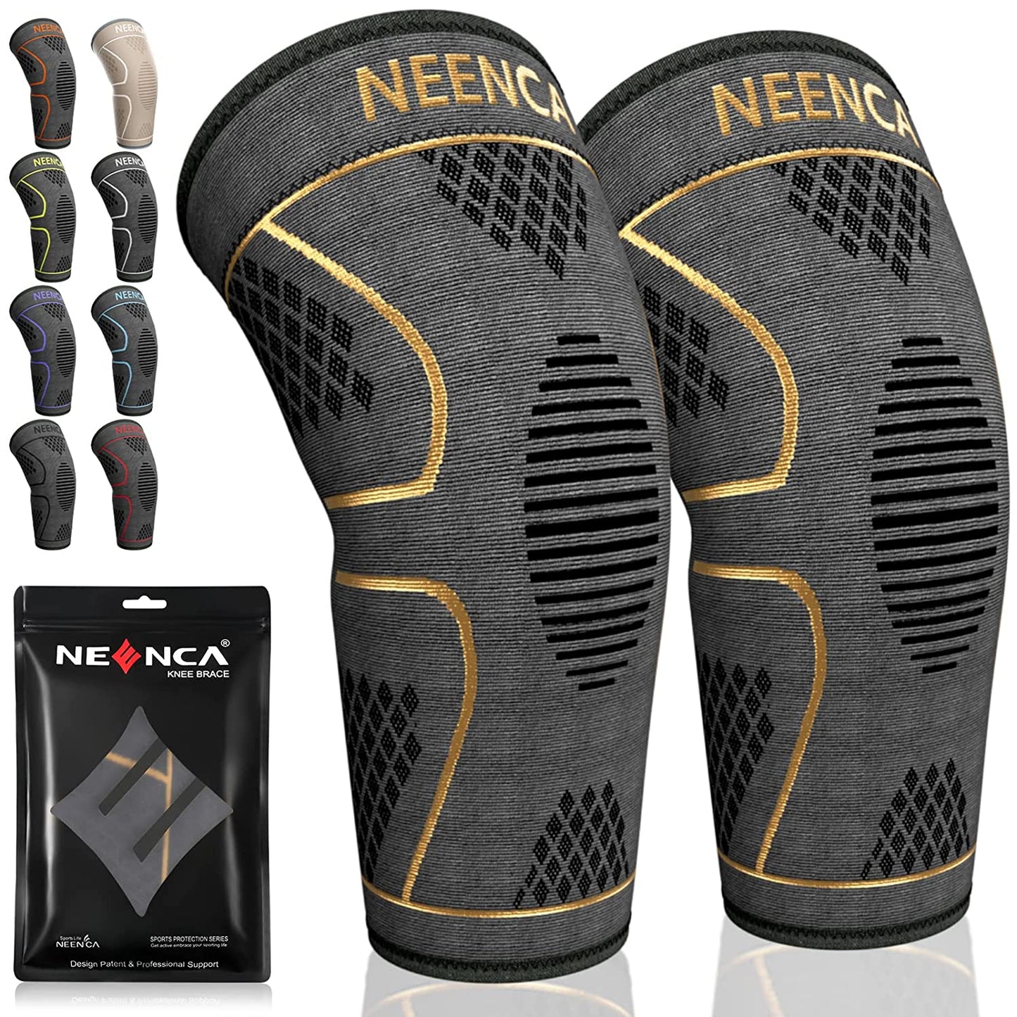 NEENCA 2 Pack Knee Brace, Knee Compression Sleeve Support for Knee Pain