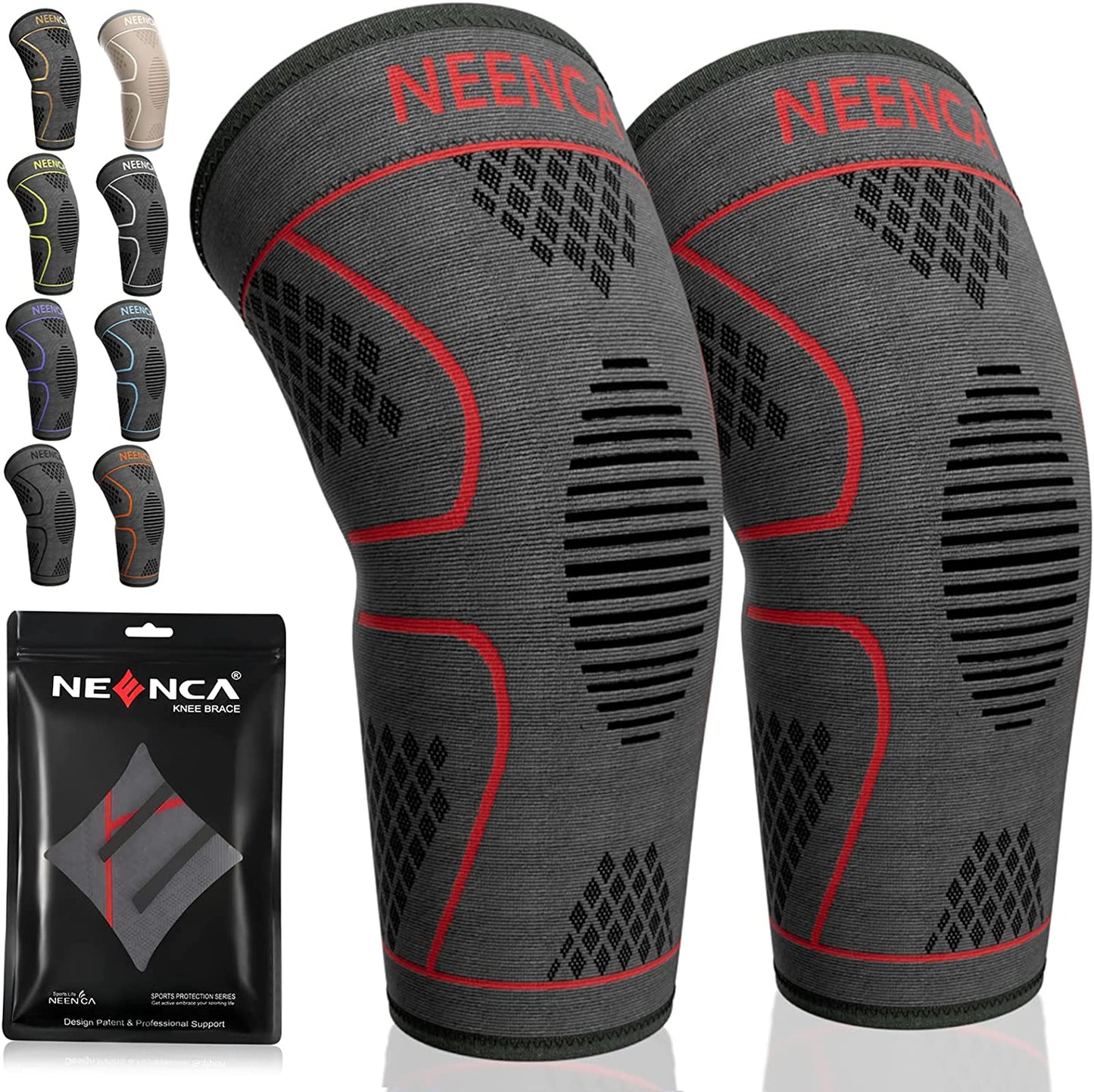 NEENCA 2 Pack Knee Brace, Knee Compression Sleeve Support for Knee Pain