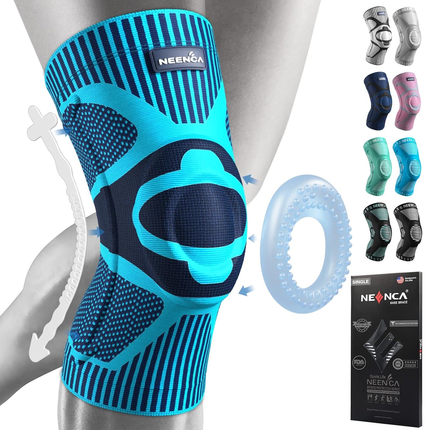 NEENCA Knee Brace for Knee Pain Relief, Medical Knee Support with Patella Pad & Side Stabilizers ACE-53