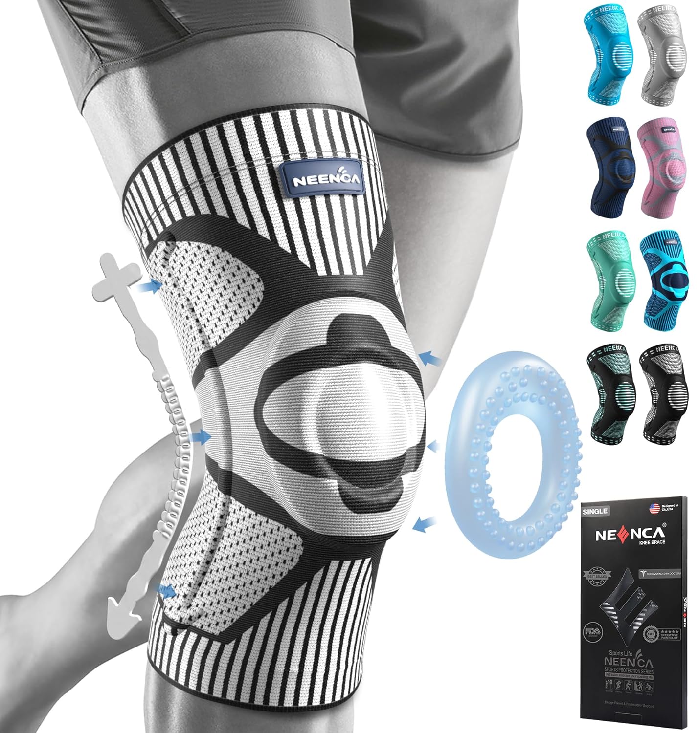 NEENCA Knee Brace for Knee Pain Relief, Medical Knee Support with Patella Pad & Side Stabilizers ACE-53
