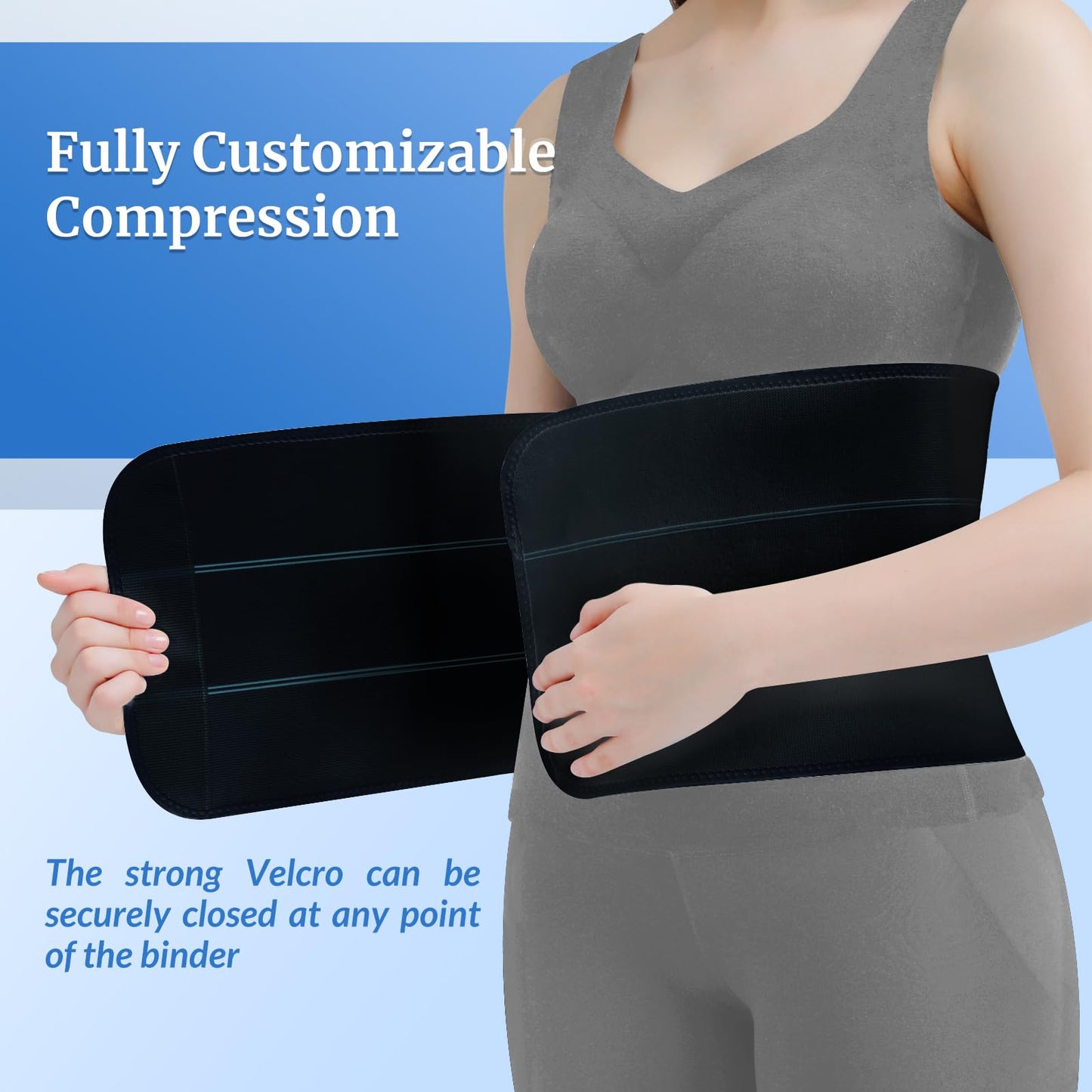 NEENCA Belly Band Post-Op - Elastic Belly Band Compression Belly Wrap Abdomen Tummy Belt  - Skin-friendly, Breathable, Soft - 3-Panel - Black