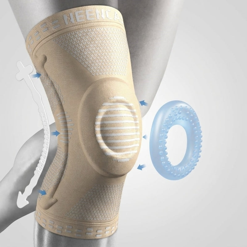 NEENCA ACE-51 knee brace compression sleeve with patella gel pad and side stabilizers-beige