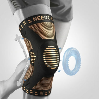 NEENCA ACE-51 knee brace compression sleeve with patella gel pad and side stabilizers copper