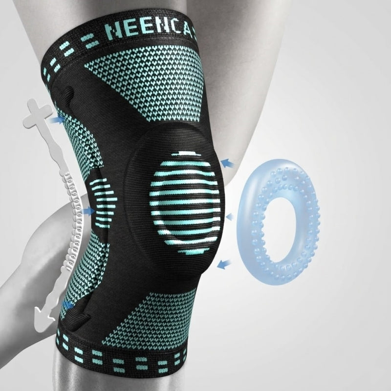 NEENCA ACE-51 knee brace compression sleeve with patella gel pad and side stabilizers- emerald