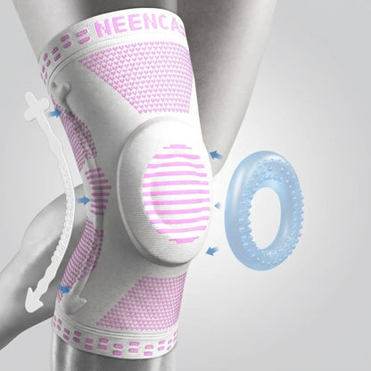 NEENCA ACE-51 knee brace compression sleeve with patella gel pad and side stabilizers-pink white