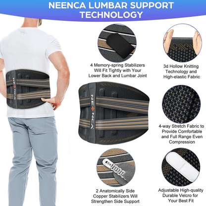 NEENCA Back Braces for Lower Back Pain Relief, Back Support Belt for Men Women, Breathable Lumbar Support Belt for Herniated Disc Sciatica
