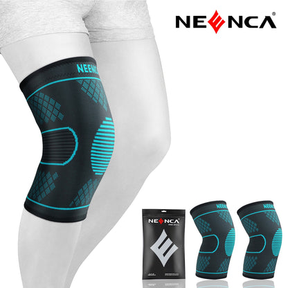 Neenca 2 Pack Knee Compression Sleeve, Knee Braces for Knee Pain Women Men, Knee Support for Weightlifting Gym