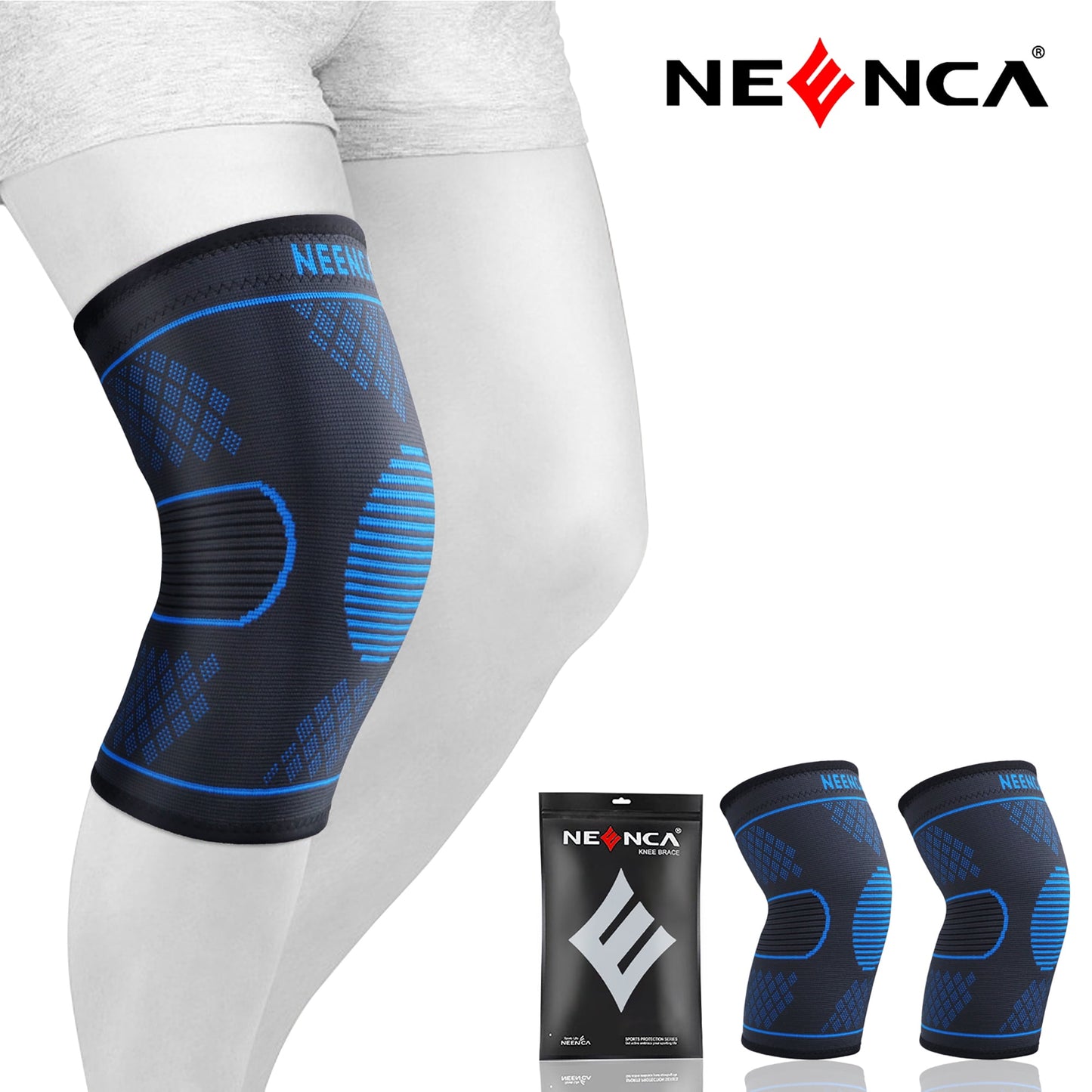 NEENCA 2 Pack Knee Compression Sleeve, Knee Braces for Knee Pain Women Men